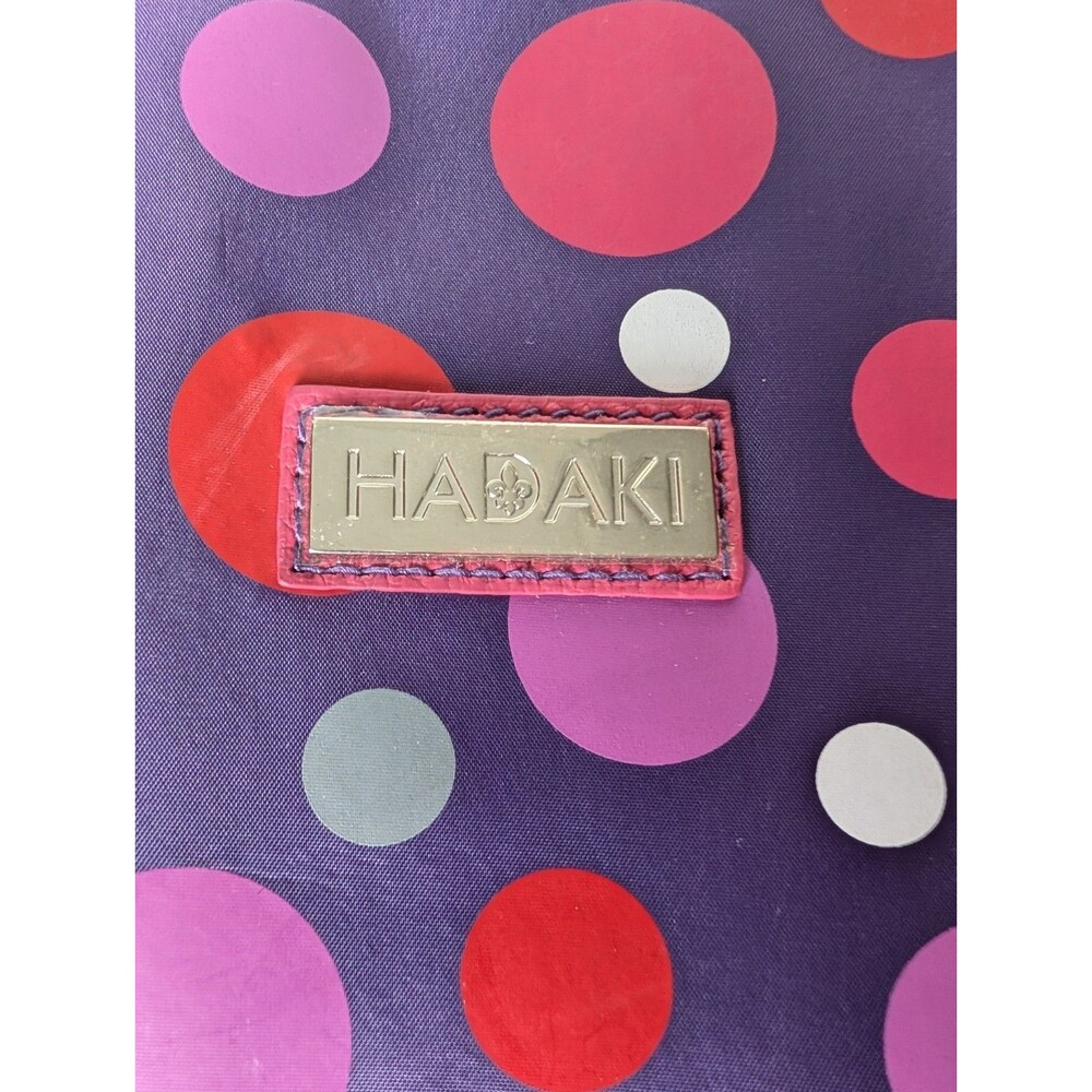 Hadaki Women's Zipper Travel Makeup Purse Pouch Purple Polkadot Pattern - Picture 2 of 11